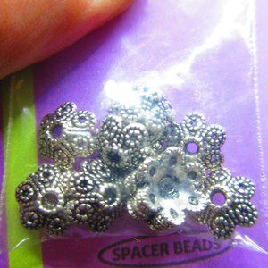 Silver Plated Dotted Bell Caps Beads 16Pcs In Each Package Lot Of 13 Packages